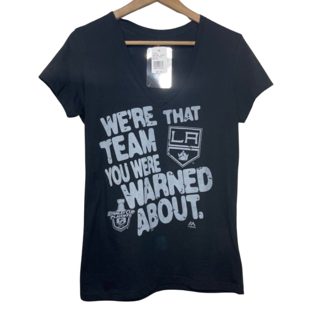 MAJESTIC | NWT Women's Los Angeles Kings NHL Hockey V-Neck Tee | Size M